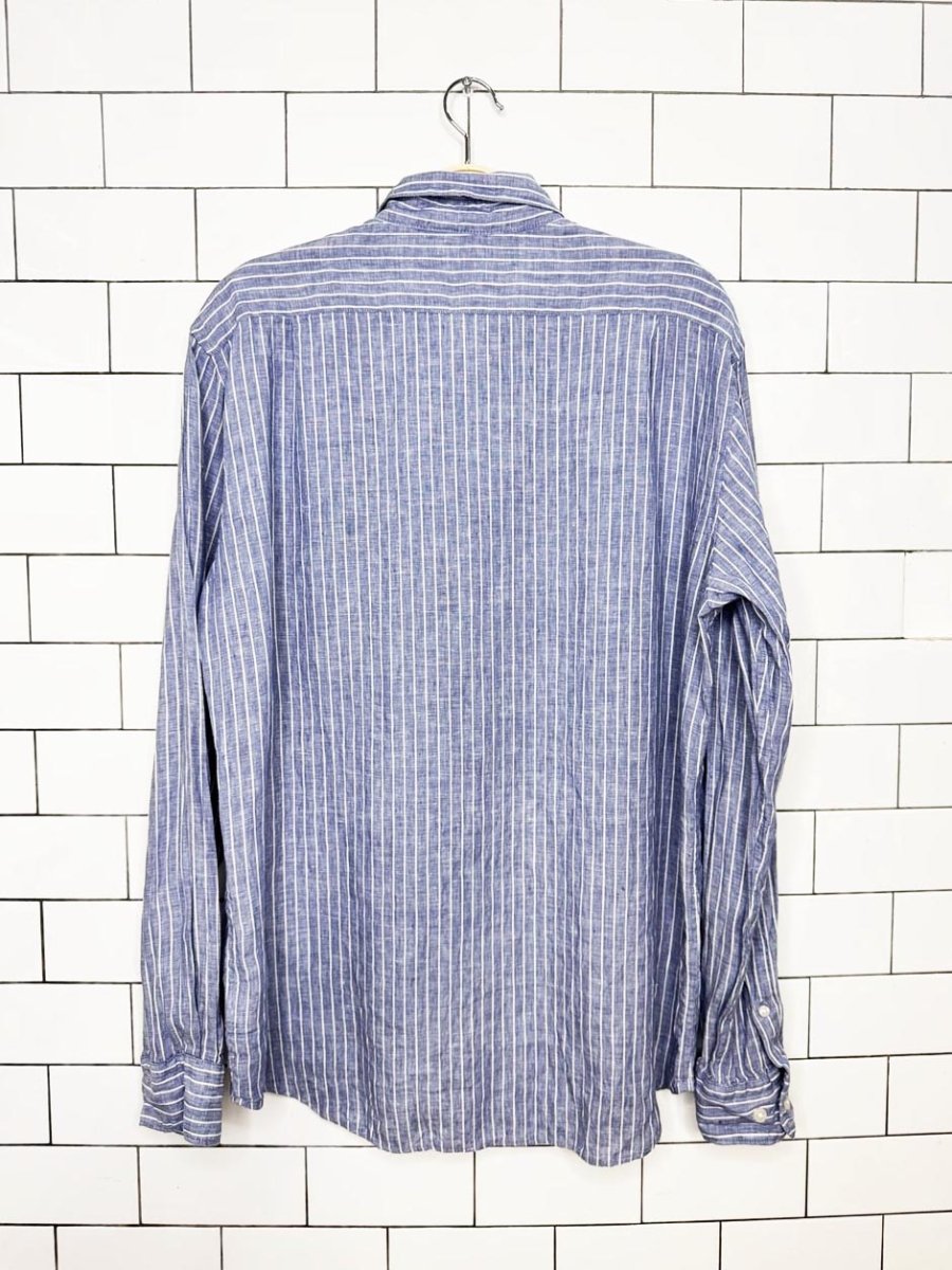 uniqlo 100% linen striped full button shirt - good market thrift store