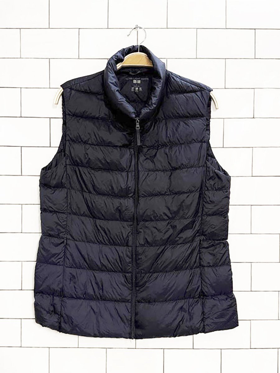 uniqlo ultra light down puffer vest | drawstring hem - good market thrift store