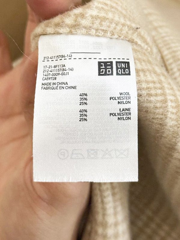 uniqlo wool - blend check lining belted coat - good market thrift store