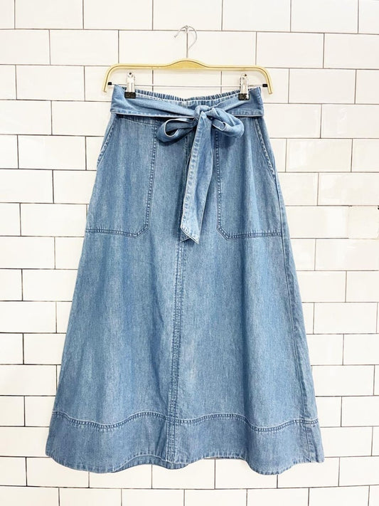 universal thread belted denim midi skirt - good market thrift store