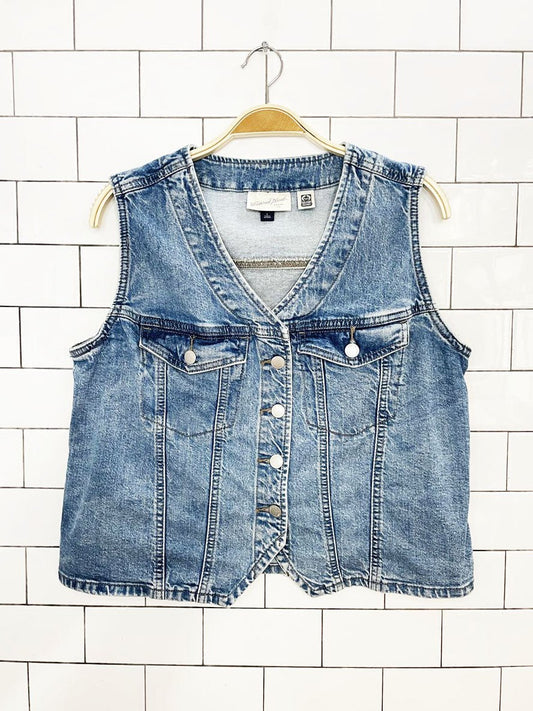 universal thread full button denim vest top - good market thrift store