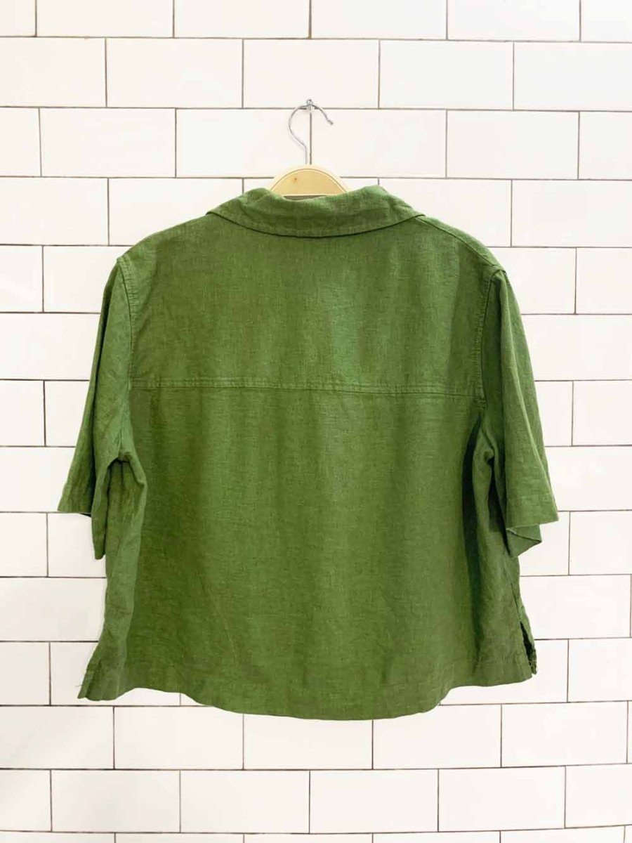 universal thread linen - blend boxy oversized full button shirt - good market thrift store