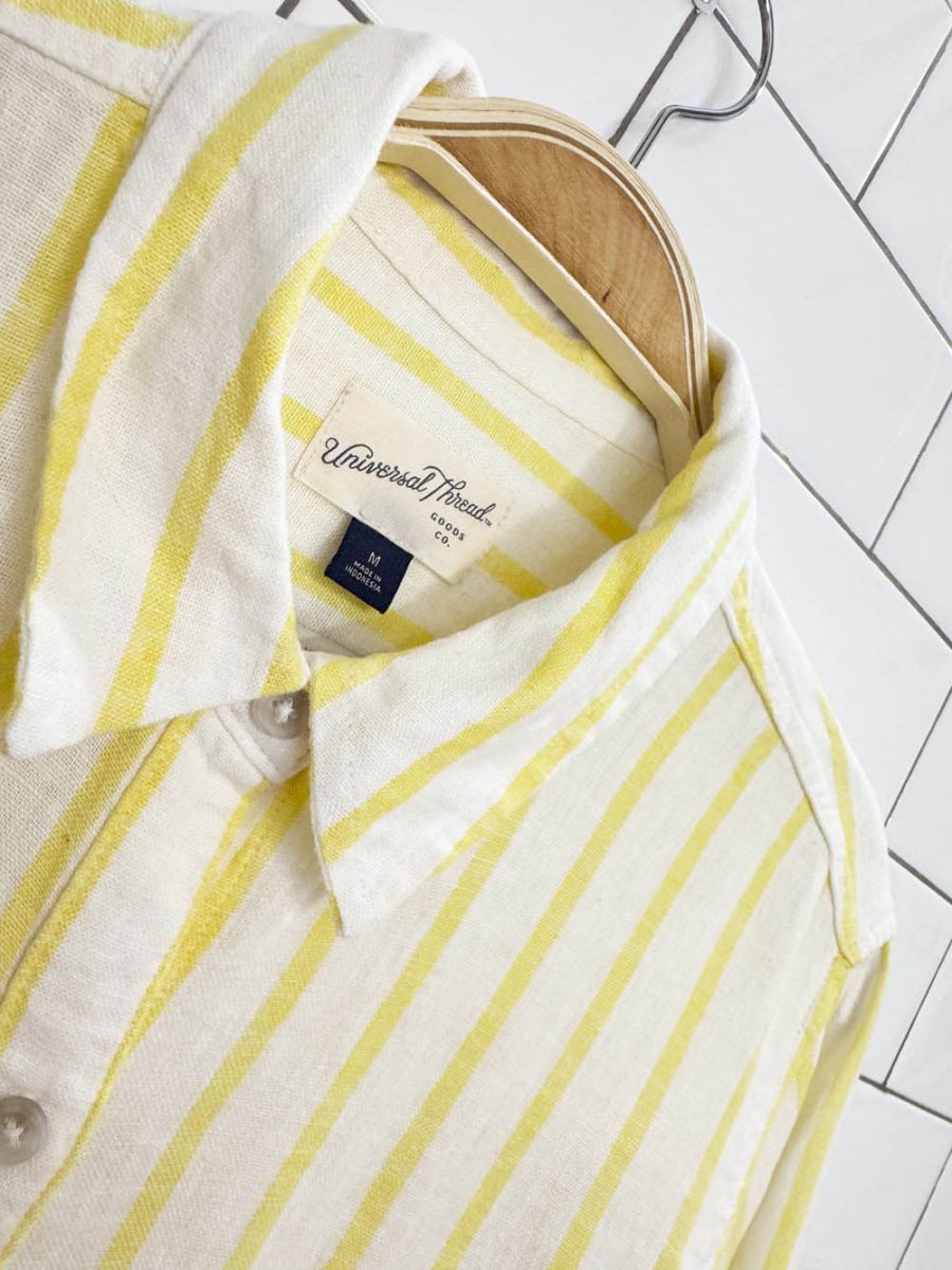 universal thread linen-blend relaxed fit striped full button shirt - good market thrift store