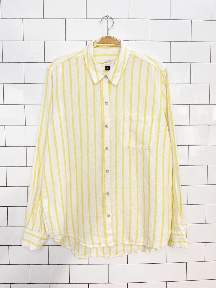 universal thread linen-blend relaxed fit striped full button shirt - good market thrift store