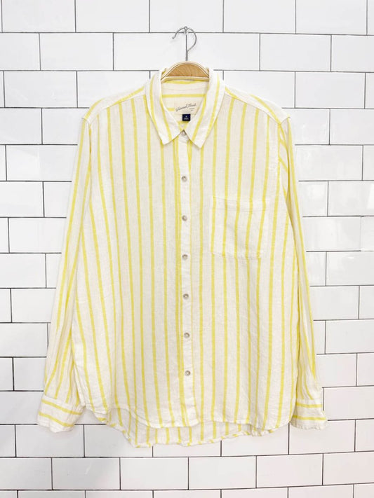 universal thread linen-blend relaxed fit striped full button shirt - good market thrift store
