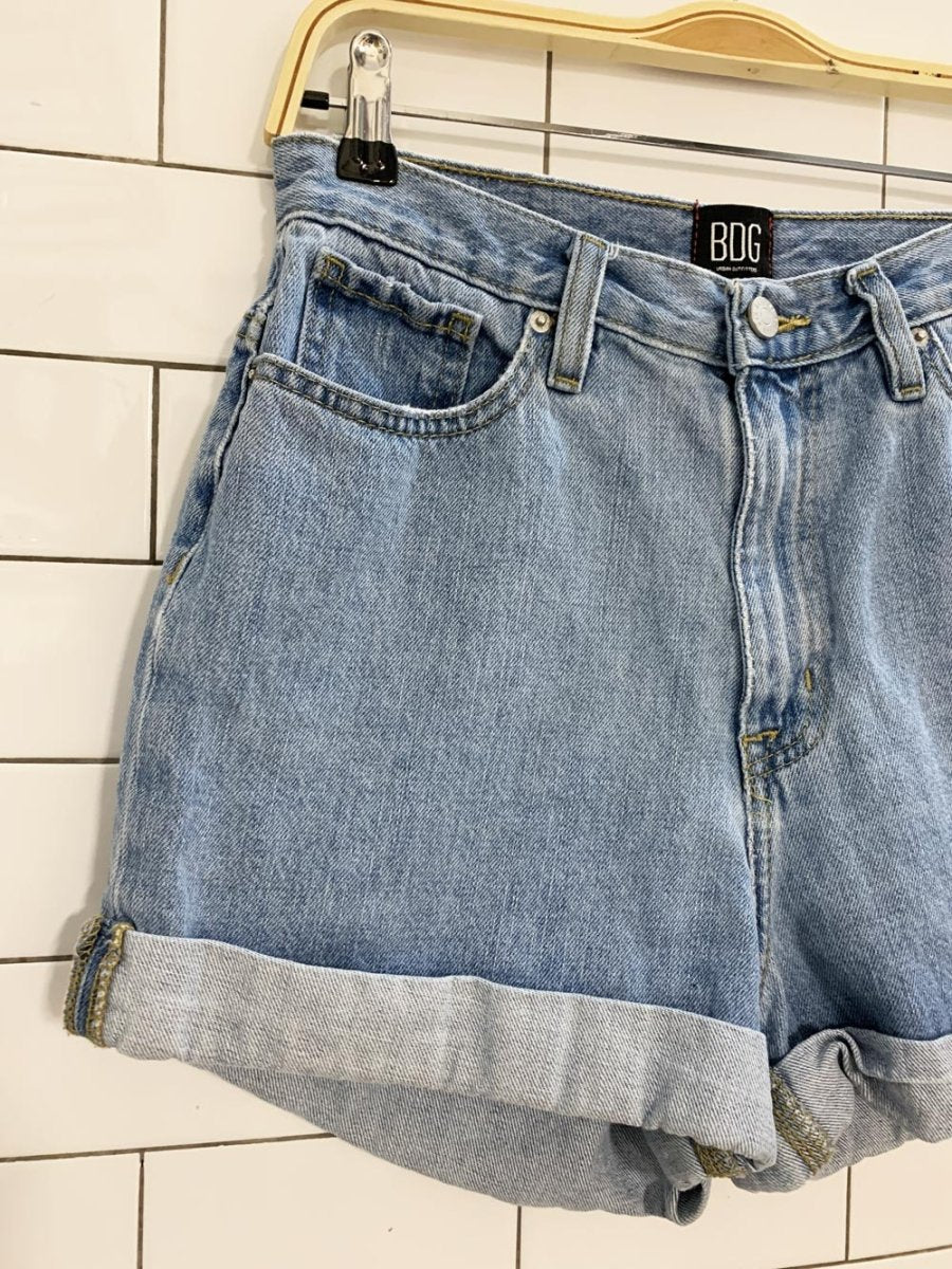 UO bdg denim high rise rolled up shorts - good market thrift store