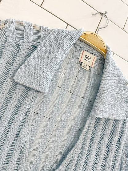 UO bdg everette textured polo knit sweater | urban outfitters - good market thrift store