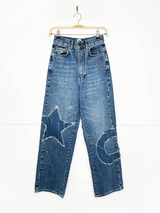 UO bdg skylar celestial star moon patch high rise baggy jeans | urban outfitters - good market thrift store
