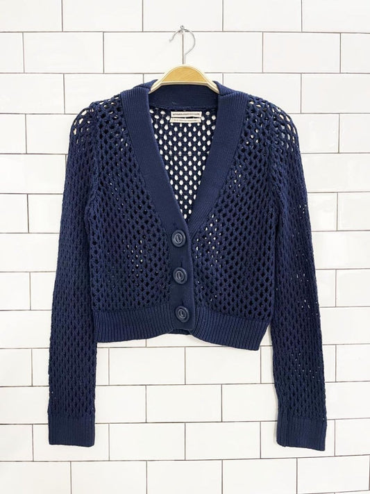 UO open stitch crochet knit cropped cardigan | urban outfitters - good market thrift store