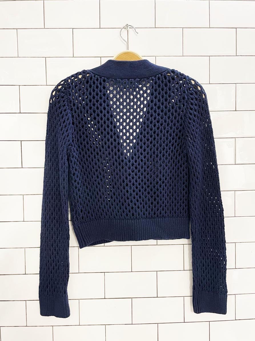 UO open stitch crochet knit cropped cardigan | urban outfitters - good market thrift store