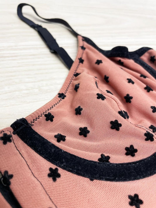 UO out from under flocked stars corset bustier | urban outfitters - good market thrift store