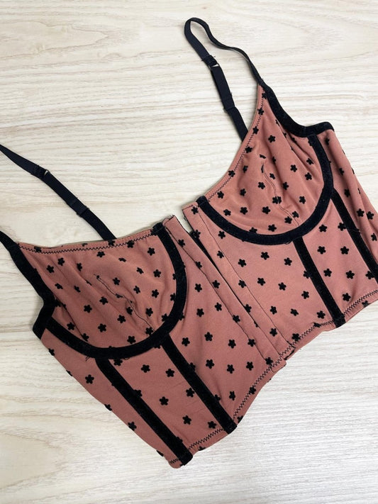 UO out from under flocked stars corset bustier | urban outfitters - good market thrift store