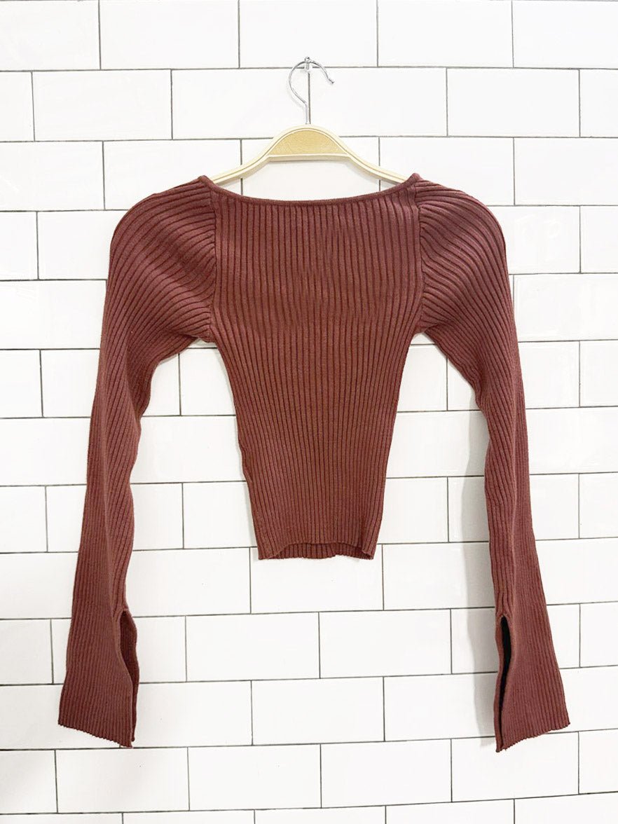 UO stretchy ribbed sweetheart neck knit top | urban outfitters - good market thrift store