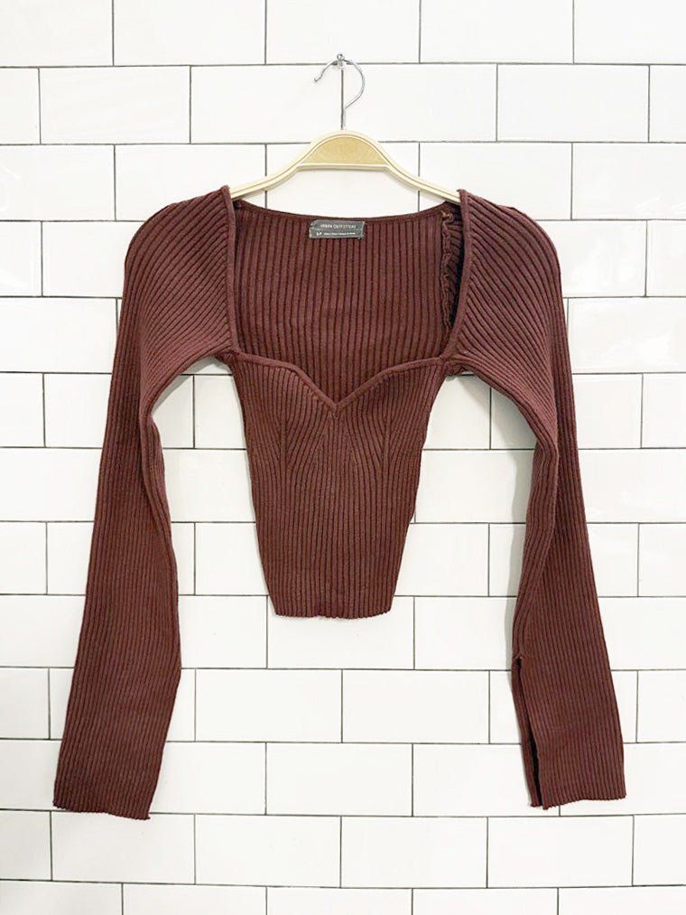 UO stretchy ribbed sweetheart neck knit top | urban outfitters - good market thrift store