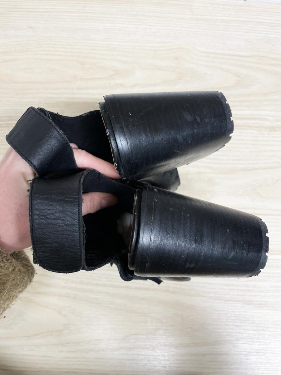 UO x arts thread leather fringe platform slingback boots | urban outfitters - good market thrift store