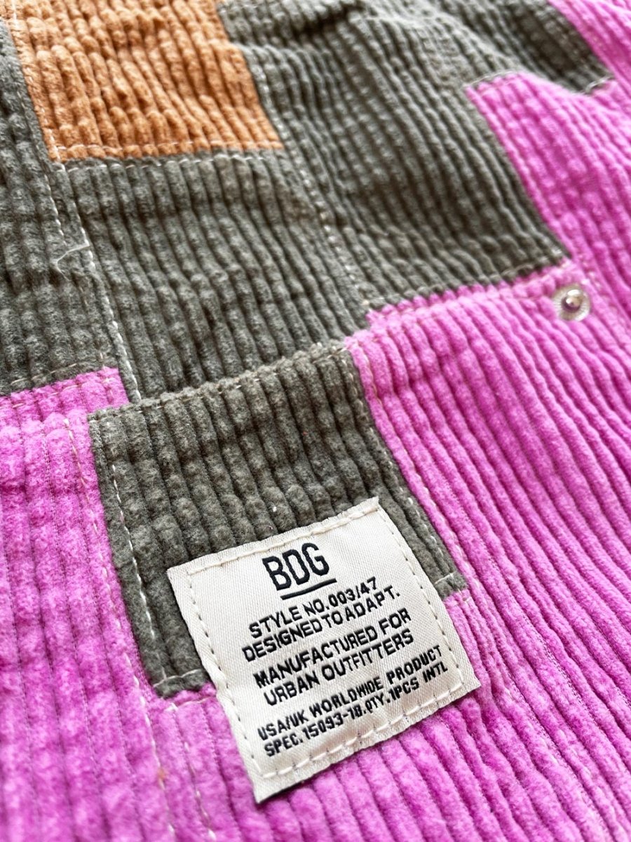 UO x BDG chunky cord patchwork tote bag - good market thrift store