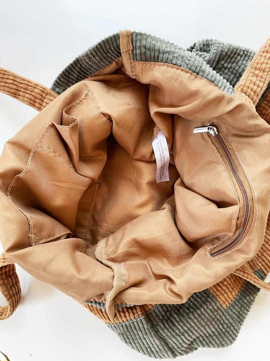 UO x BDG chunky cord patchwork tote bag - good market thrift store