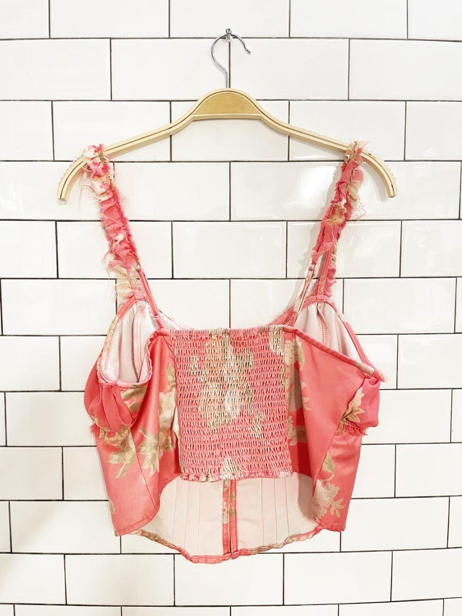 UO x kimchi blue satin + chiffon corset milkmaid tank | urban outfitters - good market thrift store