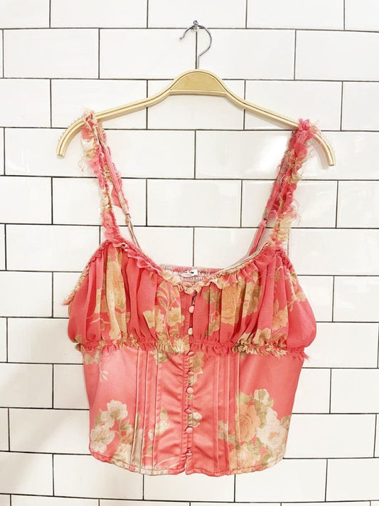 UO x kimchi blue satin + chiffon corset milkmaid tank | urban outfitters - good market thrift store