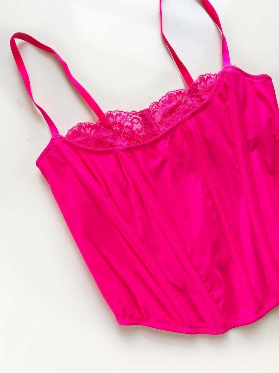 UO x out from under hot pink stretch corset - good market thrift store
