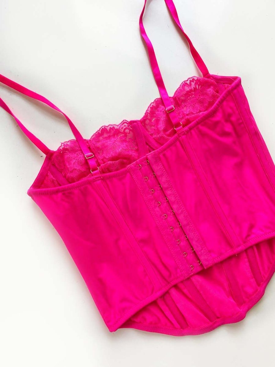 UO x out from under hot pink stretch corset - good market thrift store
