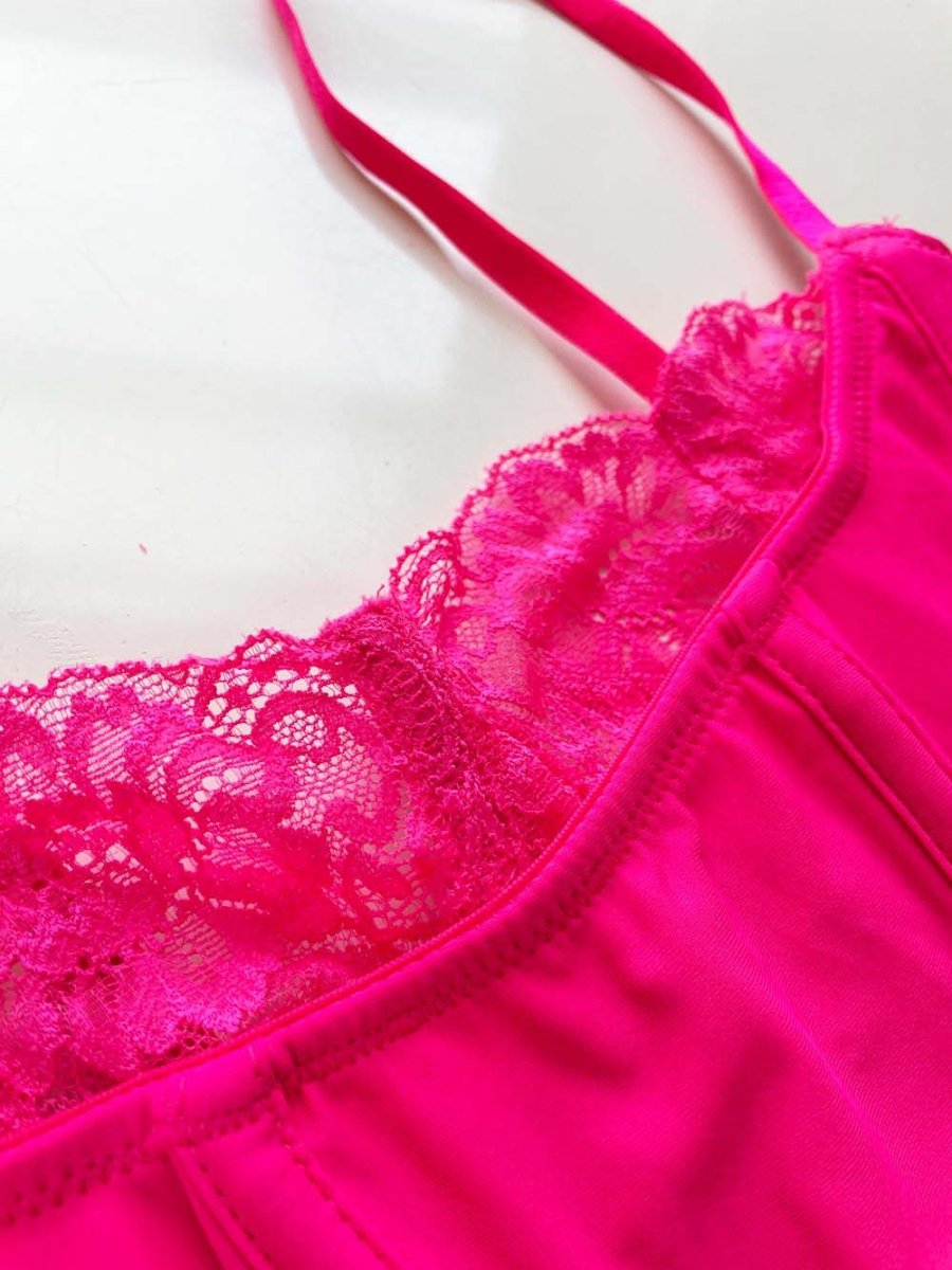 UO x out from under hot pink stretch corset - good market thrift store