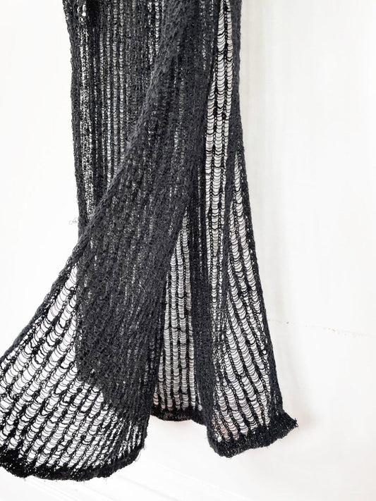 urban lux resort loose shimmery knit side slits cover up maxi dress - good market thrift store