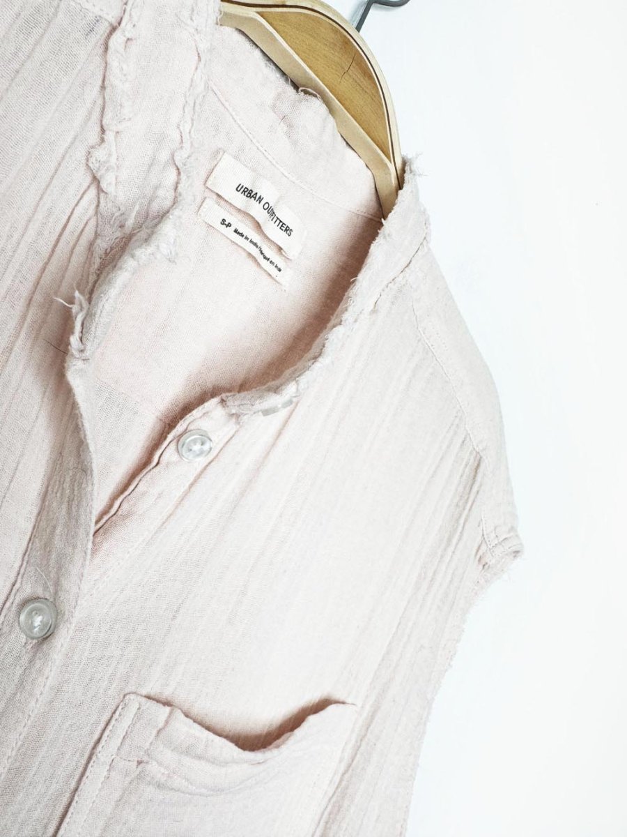 urban outfitters oversized gauze cotton sleeveless full button shirt - good market thrift store