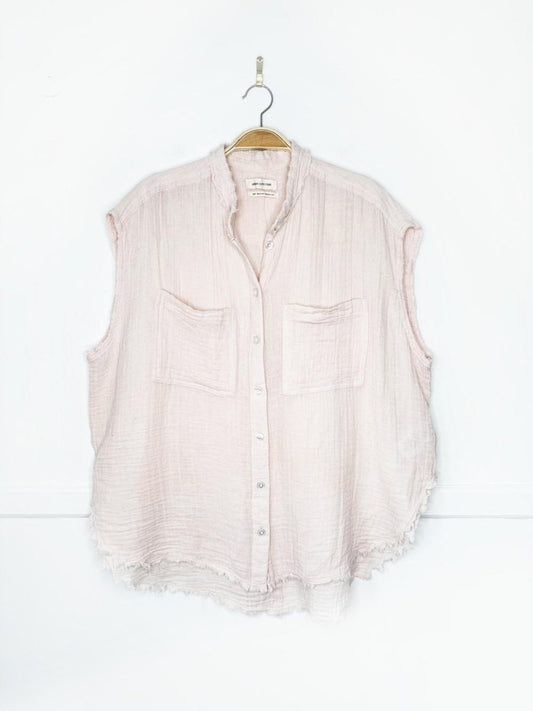 urban outfitters oversized gauze cotton sleeveless full button shirt - good market thrift store