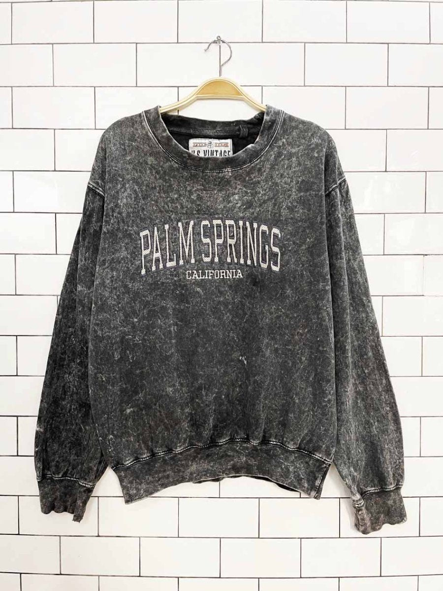 us vintage palm springs spellout acid wash sweatshirt | made in usa - good market thrift store
