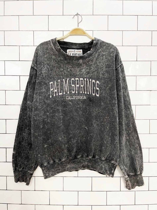 us vintage palm springs spellout acid wash sweatshirt | made in usa - good market thrift store