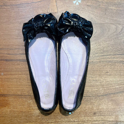 red valentino black patent bow ballerina flats - size 37