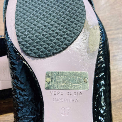 red valentino black patent bow ballerina flats - size 37
