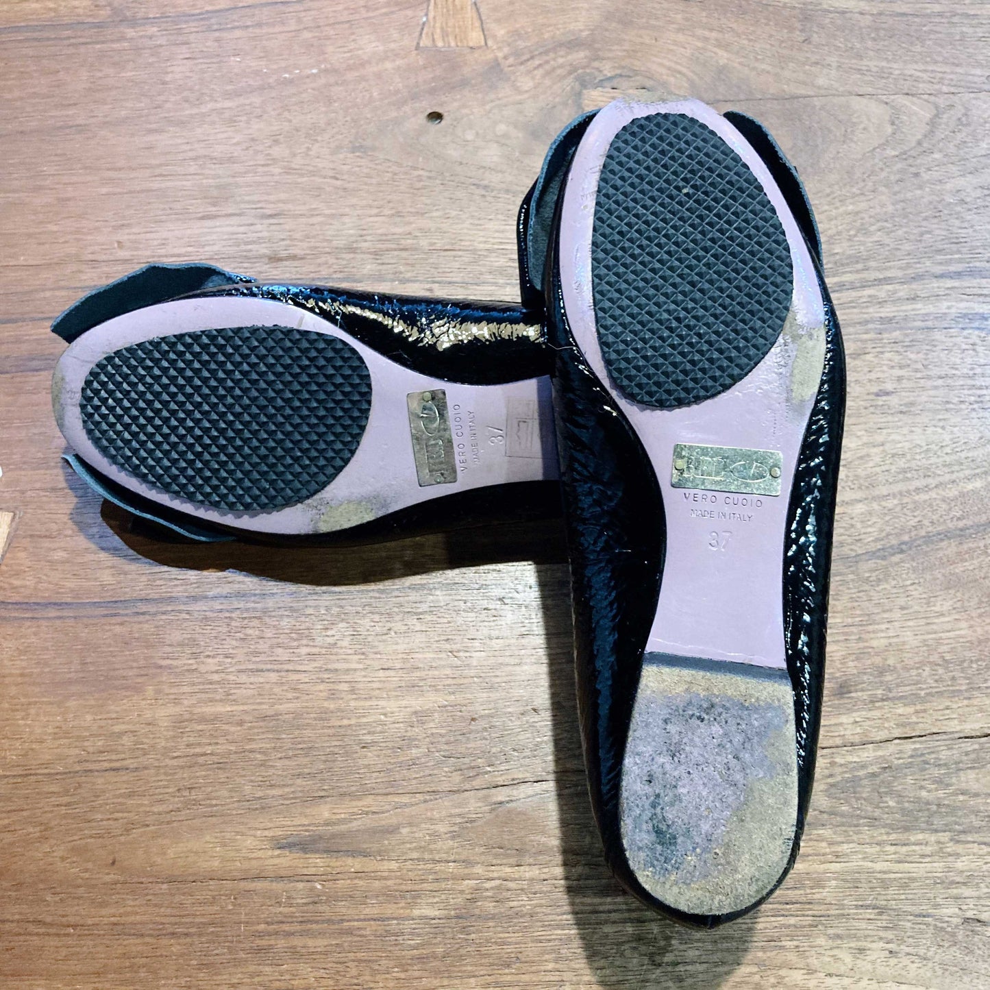 red valentino black patent bow ballerina flats - size 37