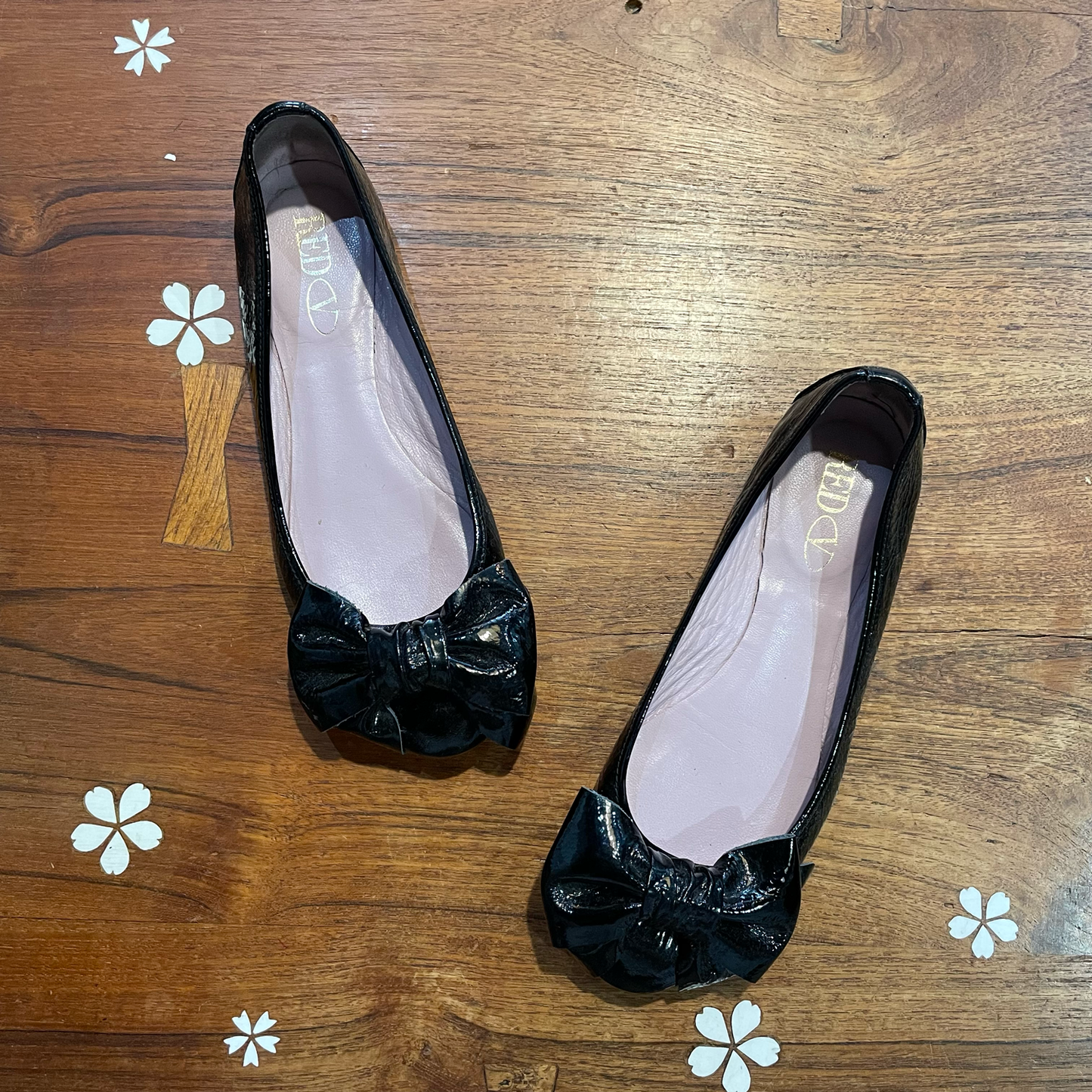 red valentino black patent bow ballerina flats - size 37