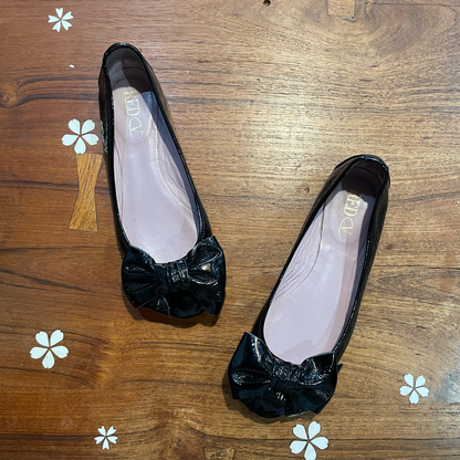 red valentino black patent bow ballerina flats - size 37