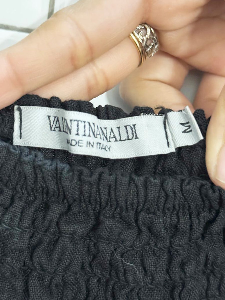 valentina naldi 100% linen + cotton smocked off shoulder tiered maxi dress | made in Italy - good market thrift store