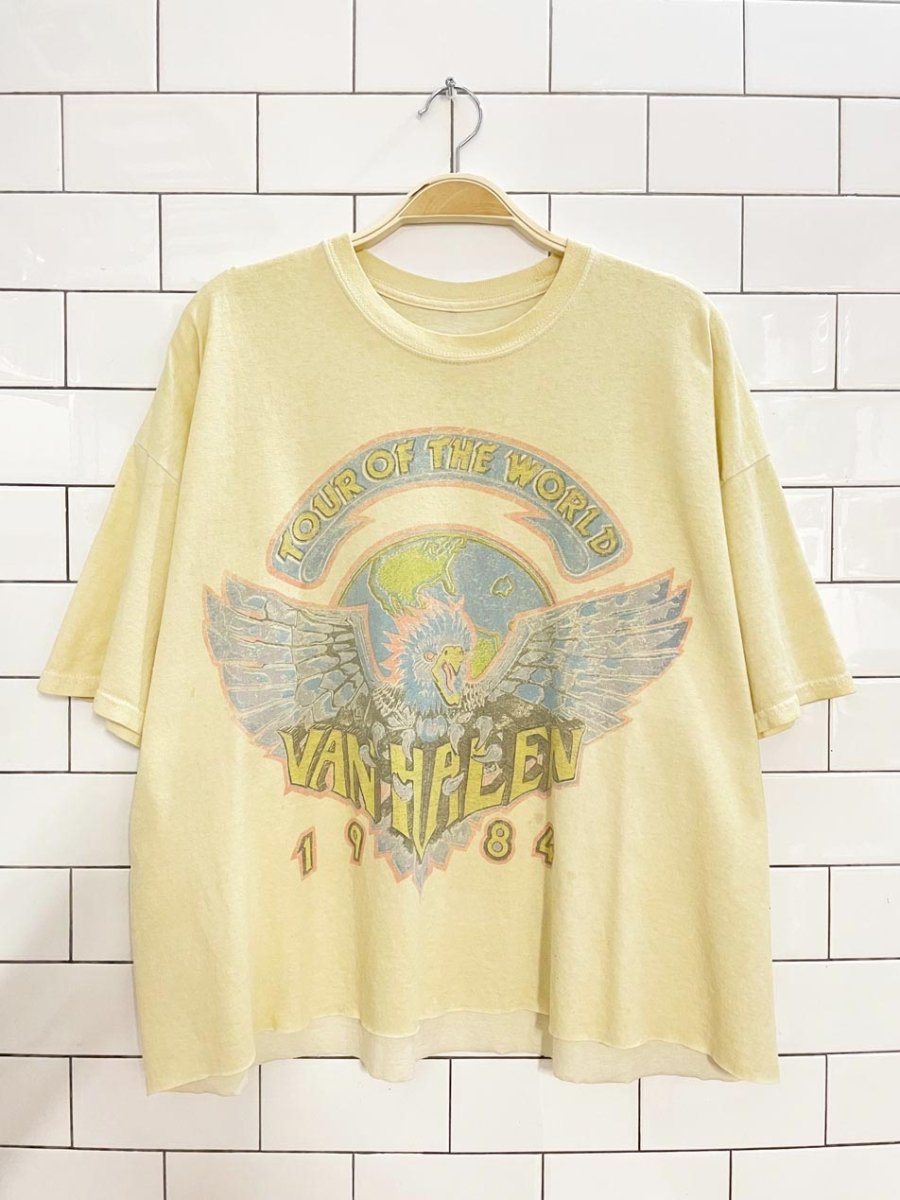 van halen 1984 tour reprint oversized cropped band tee - good market thrift store