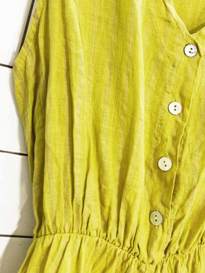 vanessa zani 100% linen sleeveless striped belted midi dress | made in italy - good market thrift store