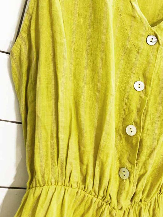 vanessa zani 100% linen sleeveless striped belted midi dress | made in italy - good market thrift store