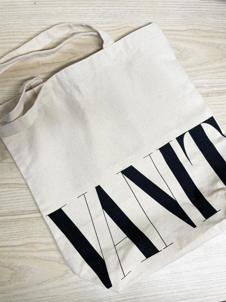 vanity fair logo print tote bag - good market thrift store