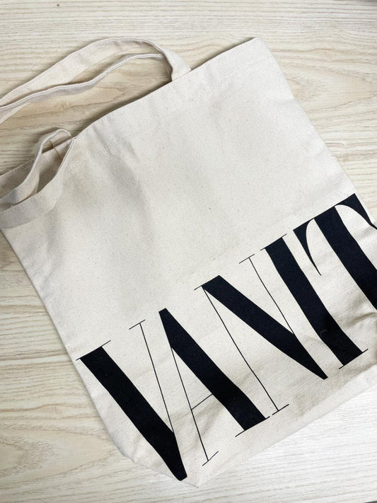 vanity fair logo print tote bag - good market thrift store