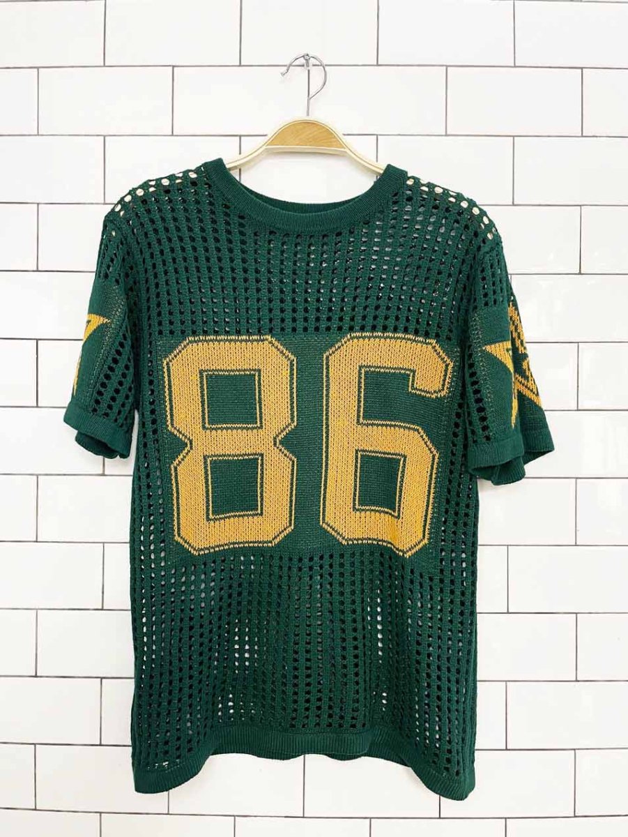 varsity 86 block letter collegiate loose knit jersey tee - good market thrift store