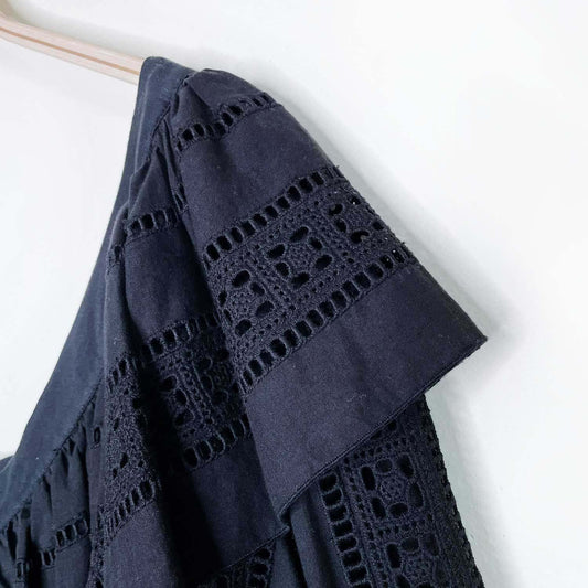 veronica beard cruz one shoulder ruffle eyelet blouse - size 4