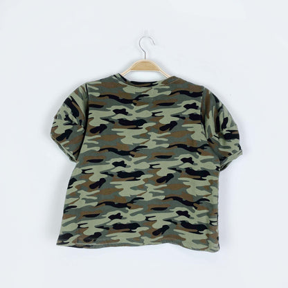 anthro velvet by graham & spencer camo short sleeve sweatshirt - size xs