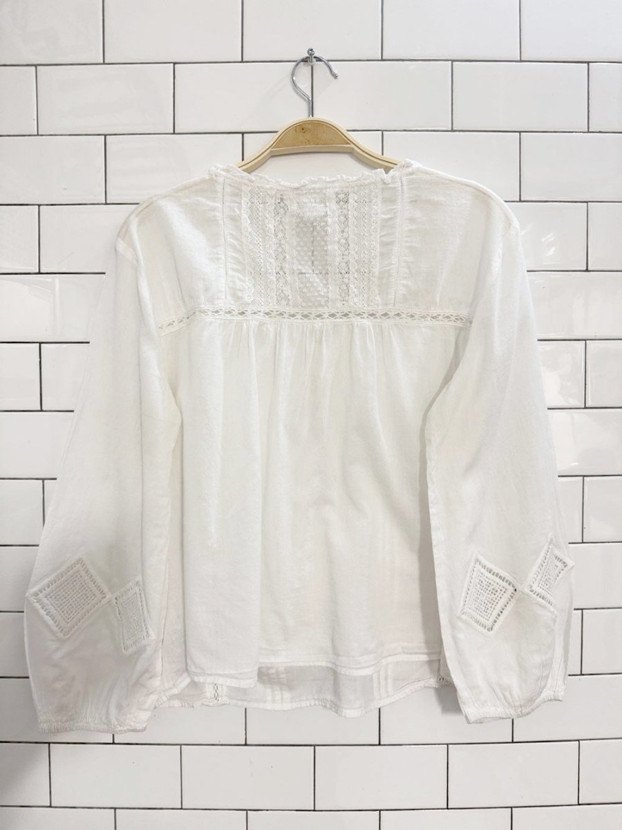 velvet by graham & spencer hope boho balloon sleeve lace trim blouse - good market thrift store