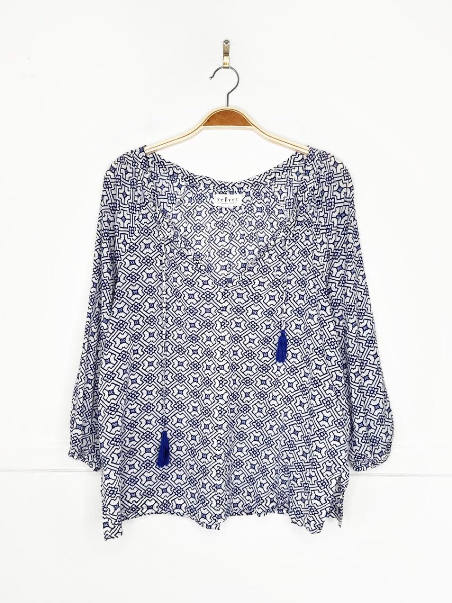 velvet by graham & spencer sicily boho tassel blouse | anthropologie - good market thrift store