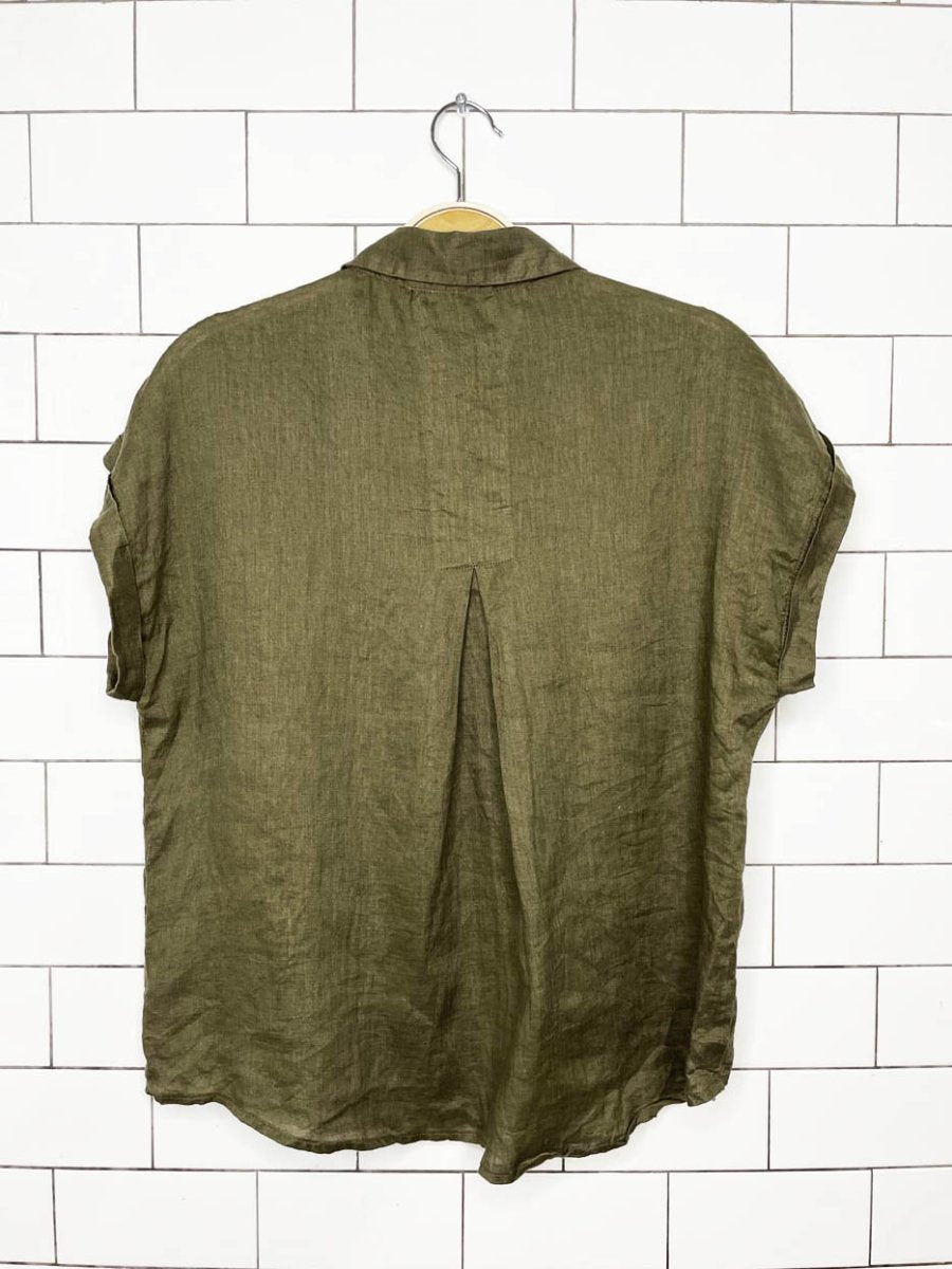 velvet heart 100% linen boxy full button shirt - good market thrift store