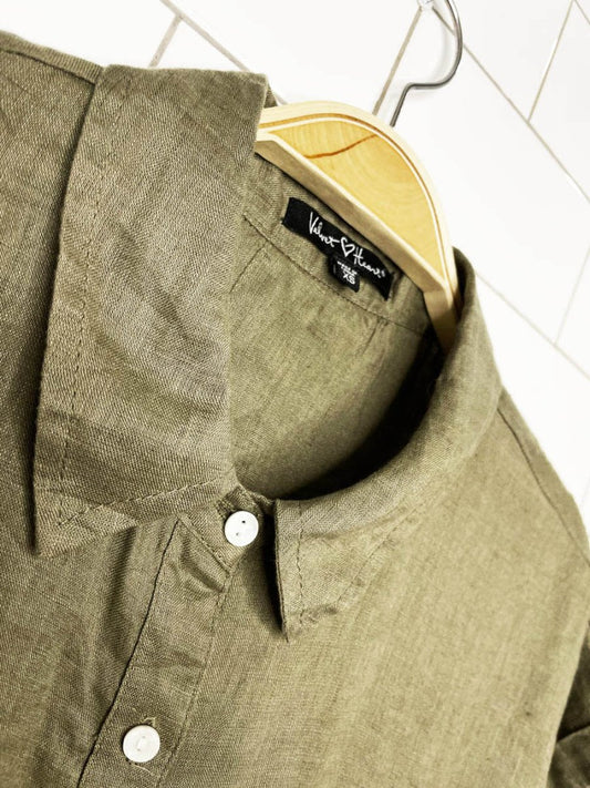 velvet heart 100% linen boxy full button shirt - good market thrift store