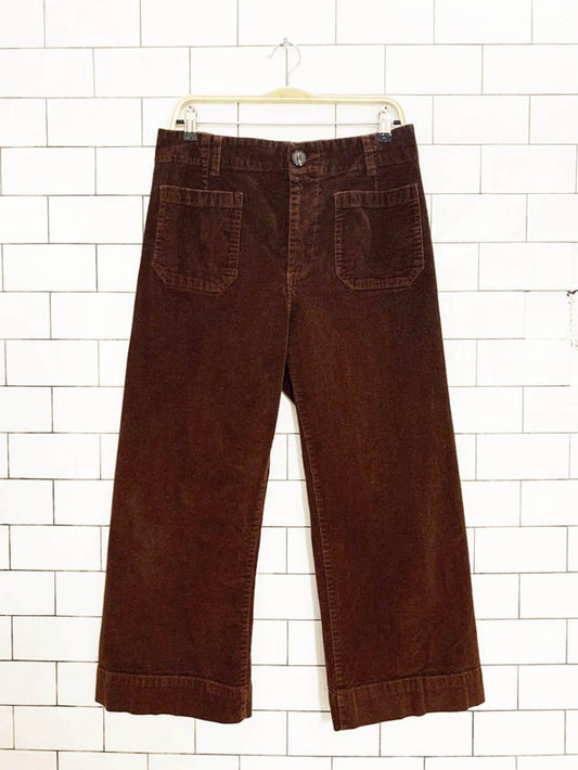 velvet heart chunky cord patch pocket cropped wide leg pants | anthropologie - good market thrift store